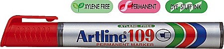 Markere permanente - Permanent marker ARTLINE 109, corp plastic, varf tesit 2.0-5.0mm - rosu