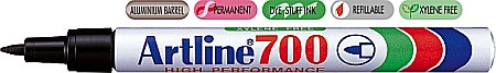 Markere permanente - Permanent marker ARTLINE 700, corp metalic, varf rotund 0.7mm - negru