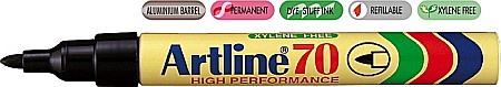 Markere permanente - Permanent marker ARTLINE 70, corp metalic, varf rotund 1.5mm - negru