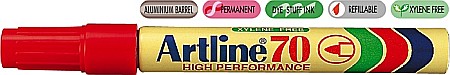Markere permanente - Permanent marker ARTLINE 70, corp metalic, varf rotund 1.5mm - rosu