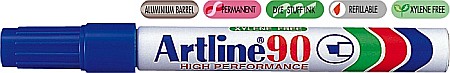 Markere permanente - Permanent marker ARTLINE 90, corp metalic, varf tesit 2.0-5.0mm - albastru