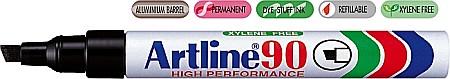 Markere permanente - Permanent marker ARTLINE 90, corp metalic, varf tesit 2.0-5.0mm - negru