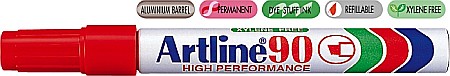 Markere permanente - Permanent marker ARTLINE 90, corp metalic, varf tesit 2.0-5.0mm - rosu