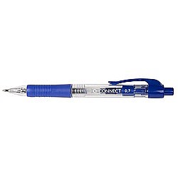 Pix cu mecanism, rubber grip, varf 1.0mm, Q-Connect - albastru