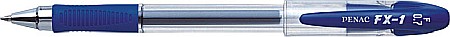Pixuri cu gel - Pix cu gel PENAC FX-1, rubber grip, 0.7mm, con metalic, corp transparent - scriere albastra
