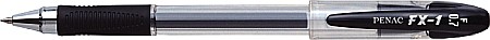 Pixuri cu gel - Pix cu gel PENAC FX-1, rubber grip, 0.7mm, con metalic, corp transparent - scriere neagra