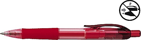 Pixuri cu gel - Pix cu gel PENAC FX-7, rubber grip, 0.7mm, corp transparent rosu - scriere rosie