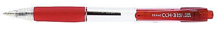 Instrumente de scris - Pix PENAC CCH-3, cu mecanism, rubber grip, 0.7mm, corp transparent - scriere rosie