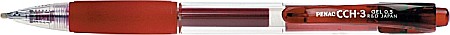 Pixuri cu gel - Pix cu gel PENAC CCH-3, rubber grip, 0.5mm, corp transparent - scriere rosie