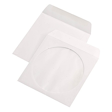 Plicuri - Plic CD alb autoadeziv cu fereastra, 124 x 124 mm