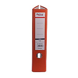 Biblioraft A4, plastifiat PP/paper, margine metalica, 75 mm, Optima Classic - portocaliu