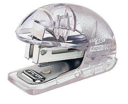 Capsatoare si capse - Mini-capsator plastic RAPID Baby Ray F4, 10 coli, blister - albastru translucid