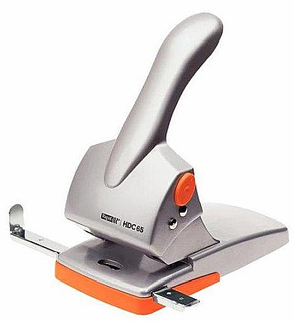 Perforator de mare capacitate metalic, RAPID HDC 65, 65 coli - argintiu/portocaliu