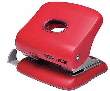 Perforatoare - Perforator plastic RAPID FC30, 30 coli - rosu