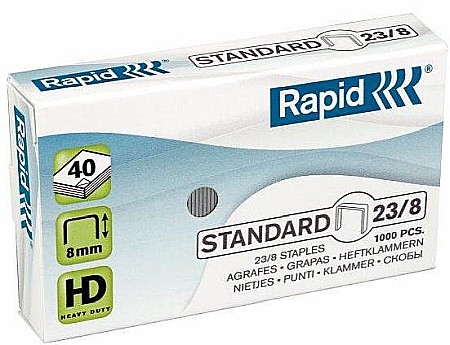 Capsatoare si capse - Capse RAPID Standard 23/ 8, 1000 buc/cutie - pentru 10-40 coli