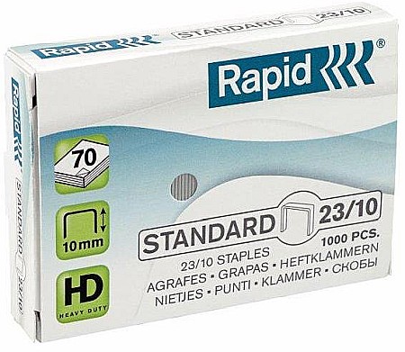 Capse RAPID Standard 23/10, 1000 buc/cutie - pentru 40-70 coli