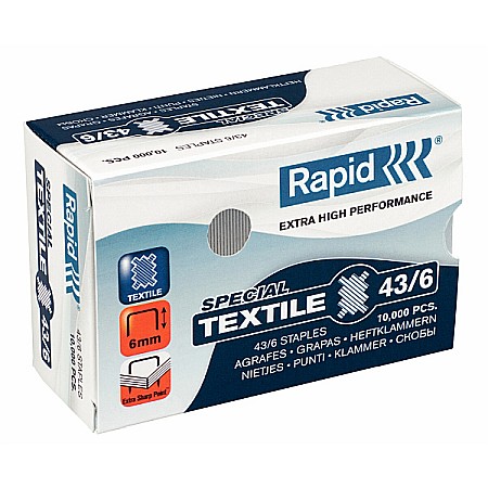 Capsatoare si capse - Capse RAPID 43/6G textile, 10.000 buc/cutie - pentru capsator RAPID Classic K1 Textile
