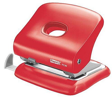 Perforatoare - Perforator plastic RAPID FC30, 30 coli - rosu deschis