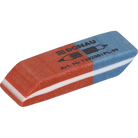 Radiere - Radiera cauciuc pentru creion/cerneala, 40x14x8mm DONAU - rosu/albastru