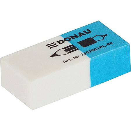 Radiere - Radiera cauciuc pentru creion/cerneala, 41x18x11mm DONAU - alb/albastru