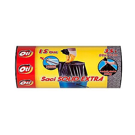 Saci SOLID EXTRA 35L, negru, 50x70 cm, 15buc/rola