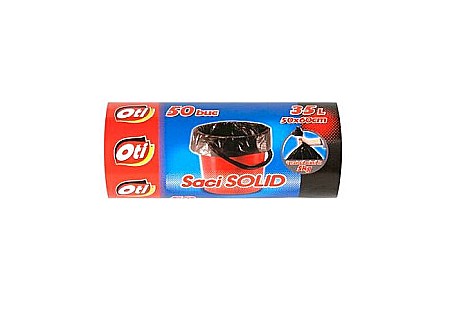 Saci SOLID, 35L, negru, 50buc./rola