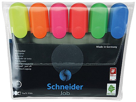 Textmarker SCHNEIDER Job, varf lat, 6 culori/set - (G, O, V, R, A, R)