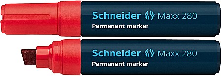 Markere permanente - Permanent marker SCHNEIDER Maxx 280, varf tesit 4+12mm - rosu