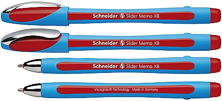 Instrumente de scris - Pix SCHNEIDER Slider Memo XB, rubber grip, accesorii metalice - scriere rosie