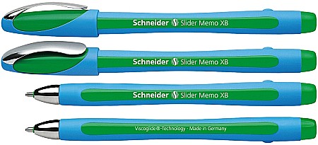 Instrumente de scris - Pix SCHNEIDER Slider Memo XB, rubber grip, accesorii metalice - scriere verde