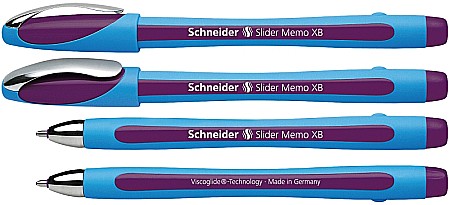 Pix SCHNEIDER Slider Memo XB, rubber grip, accesorii metalice - scriere violet