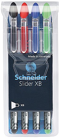 Pixuri fara mecanism - Pix SCHNEIDER Slider Basic XB, rubber grip, 4 culori/set - (N,R,A,V)