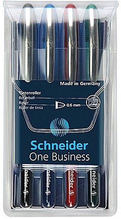 Rollere - Roller cu cerneala SCHNEIDER One Business, ball point 0.6mm, 4 culori/set - (N,R,A,V)