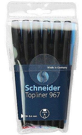Linere - Liner SCHNEIDER 967, varf fetru 0.4mm, 6 culori/set - (N, R, A, V, Vi, Roz)