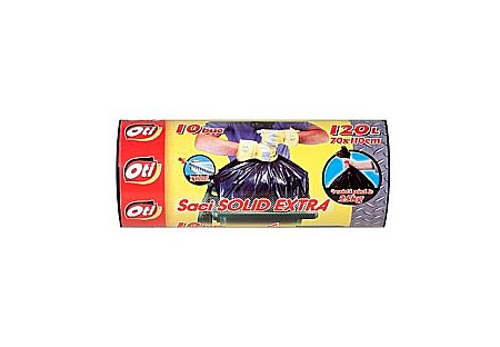 Produse igiena si curatenie - Saci SOLID EXTRA 120L, negru, 70x108 cm, 10buc/rola
