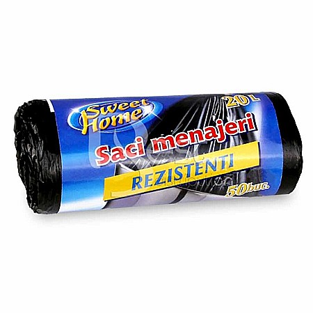 Saci menaj 20L negru 50buc/rola