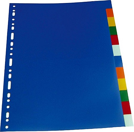 Indecsi si separatoare - Separatoare plastic color, A4, 120 microni, 12 culori/set, Optima