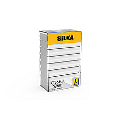Radiere - Radiera pentru creion, 42x8x23mm, PVC-free, nu lasa reziduuri, 8buc/set, SILKA Curved White - albe