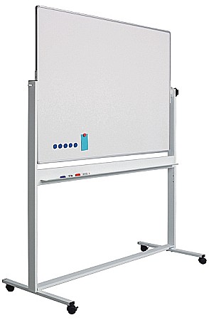 Table magnetice & Panouri - Tabla alba magnetica, dubla fata, rotativa, 100 x 180 cm, pe stand mobil, profil aluminiu RC, SMIT