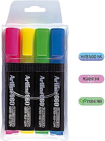 Textmarkere - Textmarker ARTLINE 660, varf tesit 1.0-4.0mm, 4 culori/set - (YE,PK,GR,LBL)