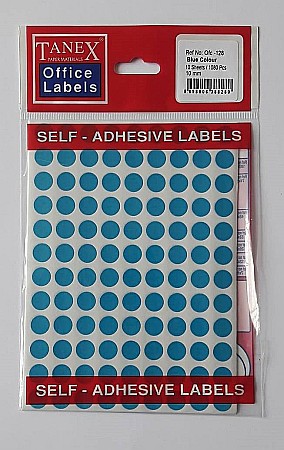 Produse din hartie - Etichete autoadezive color, D10 mm, 540 buc/set, Tanex - albastru