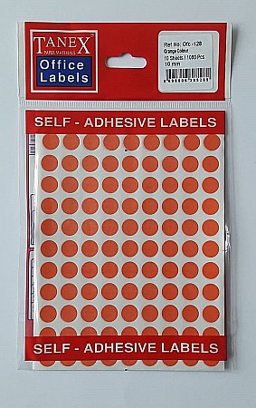 Produse din hartie - Etichete autoadezive color, D10 mm, 540 buc/set, Tanex - orange
