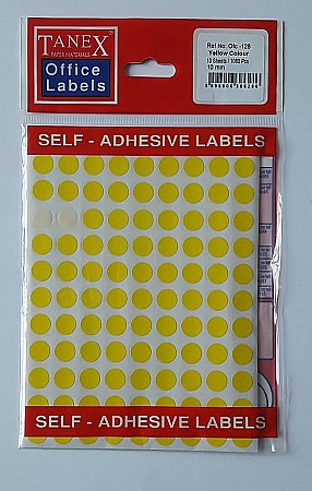 Produse din hartie - Etichete autoadezive color, D10 mm, 540 buc/set, Tanex - galben
