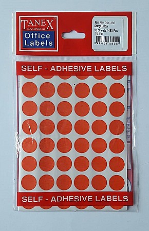 Produse din hartie - Etichete autoadezive color, D16 mm, 480 buc/set, Tanex - orange