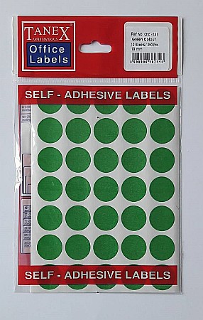 Produse din hartie - Etichete autoadezive color, D19 mm, 350 buc/set, Tanex - verde