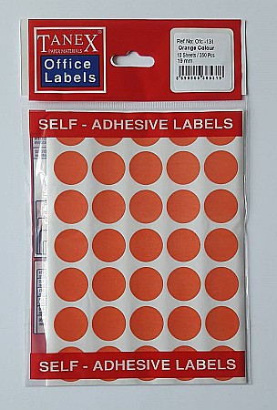 Produse din hartie - Etichete autoadezive color, D19 mm, 350 buc/set, Tanex - orange