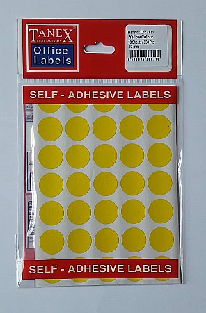 Produse din hartie - Etichete autoadezive color, D19 mm, 350 buc/set, Tanex - galben