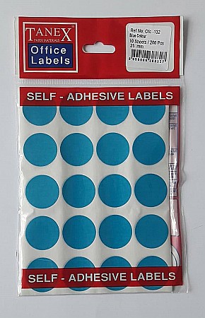 Produse din hartie - Etichete autoadezive color, D25 mm, 200 buc/set, Tanex - albastru