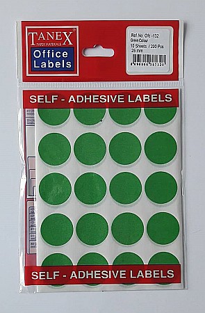 Produse din hartie - Etichete autoadezive color, D25 mm, 200 buc/set, Tanex - verde