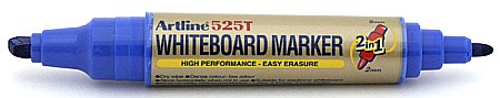 Marker pentru tabla de scris ARTLINE 525T, doua capete - varf rotund 2.0mm/tesit 5.0mm - albastru